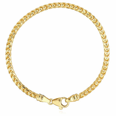 14K Yellow Gold 3.7mm Franco Bracelet (Solid Links) 8.5" - WJD Exclusives