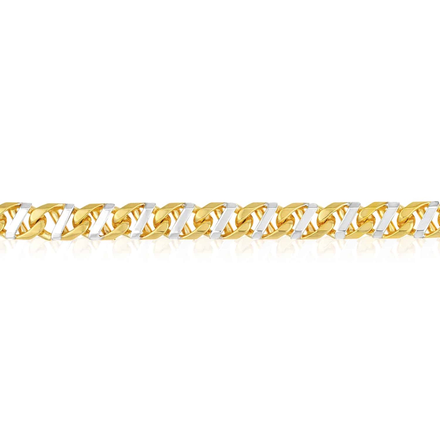 Solid 14K Real Gold Two-Tone Yellow White 7mm Anchor Mariner Bracelet 8.5"