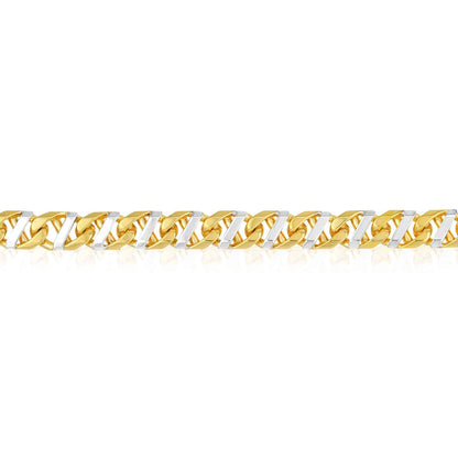 Solid 14K Real Gold Two-Tone Yellow White 7mm Anchor Mariner Bracelet 8.5"