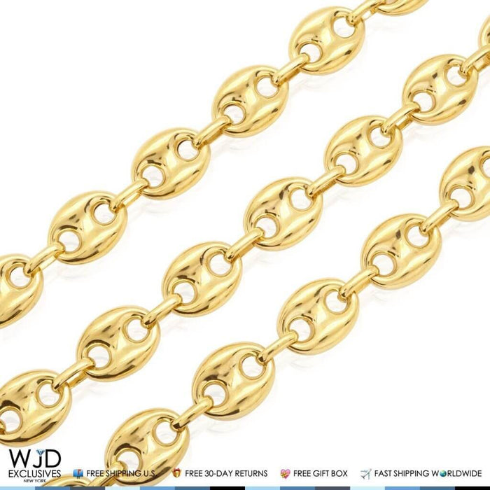 10K Yellow Gold 12mm Puffed Anchor Mariner Chain (Hollow) 24"-34"