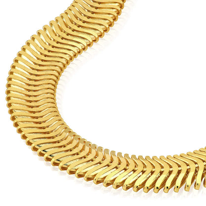 Solid 14K Real Gold Yellow 6.4mm Snake Bracelet 7.5"