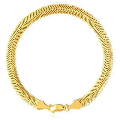 14K Yellow Gold 6.4mm Snake Bracelet (Solid Links) 7.5" - WJD Exclusives