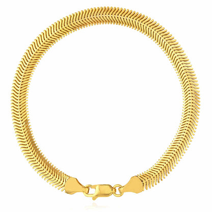 Solid 14K Real Gold Yellow 6.4mm Snake Bracelet 7.5"
