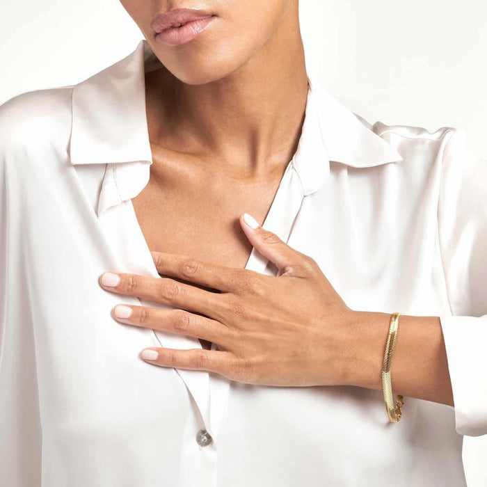 14K Yellow Gold 6.4mm Snake Bracelet (Solid Links) 7.5" - WJD Exclusives