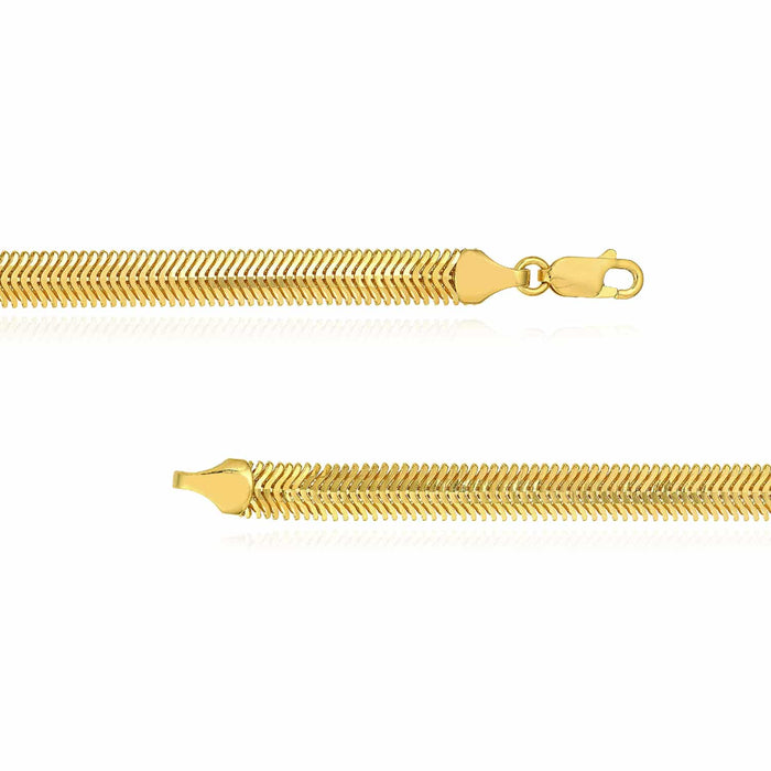 14K Yellow Gold 6.4mm Snake Bracelet (Solid Links) 7.5" - WJD Exclusives