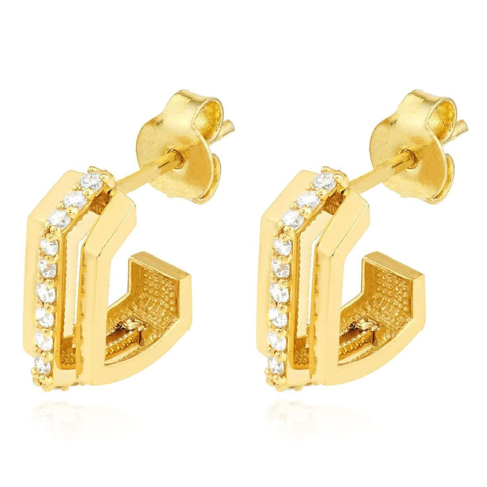 0.25CTW Natural Diamond 14K Gold J - Hoop Earrings 15mm - WJD Exclusives