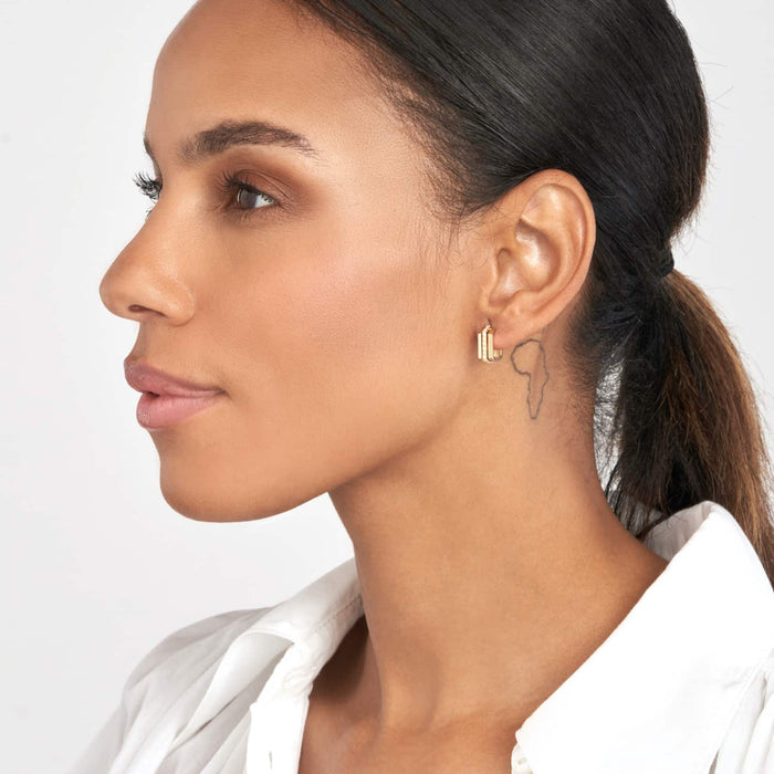 0.25CTW Natural Diamond 14K Gold J - Hoop Earrings 15mm - WJD Exclusives