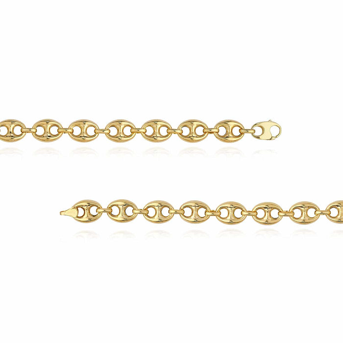 14K Yellow Gold 10mm Puffed Mariner Bracelet (Hollow) 7.5" - WJD Exclusives