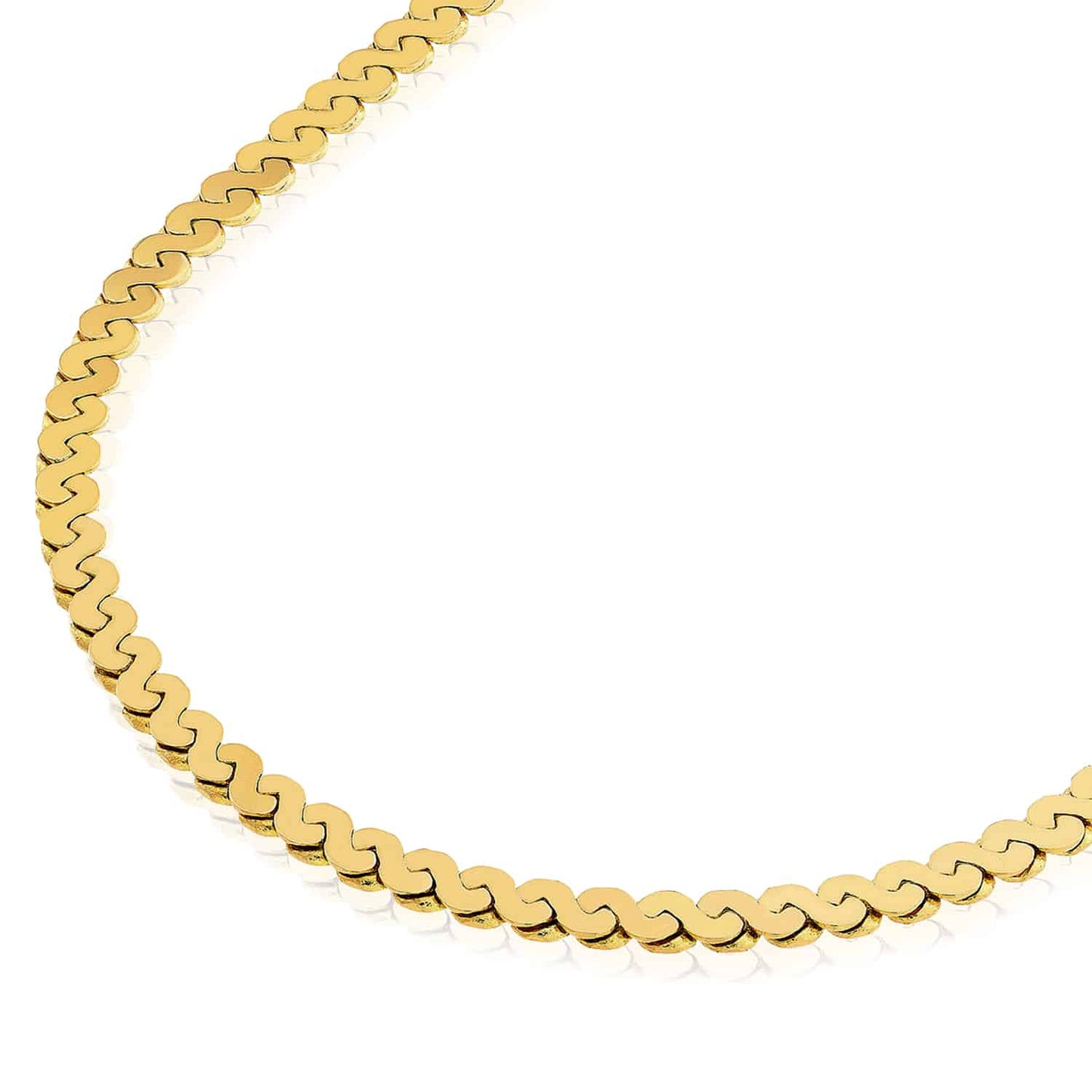Solid 14K Real Gold 3mm Serpentine Chain Necklace 18"
