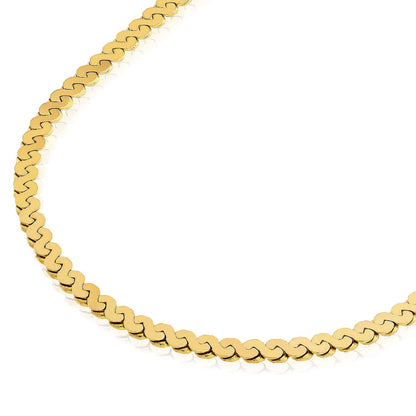 Solid 14K Real Gold 3mm Serpentine Chain Necklace 18"