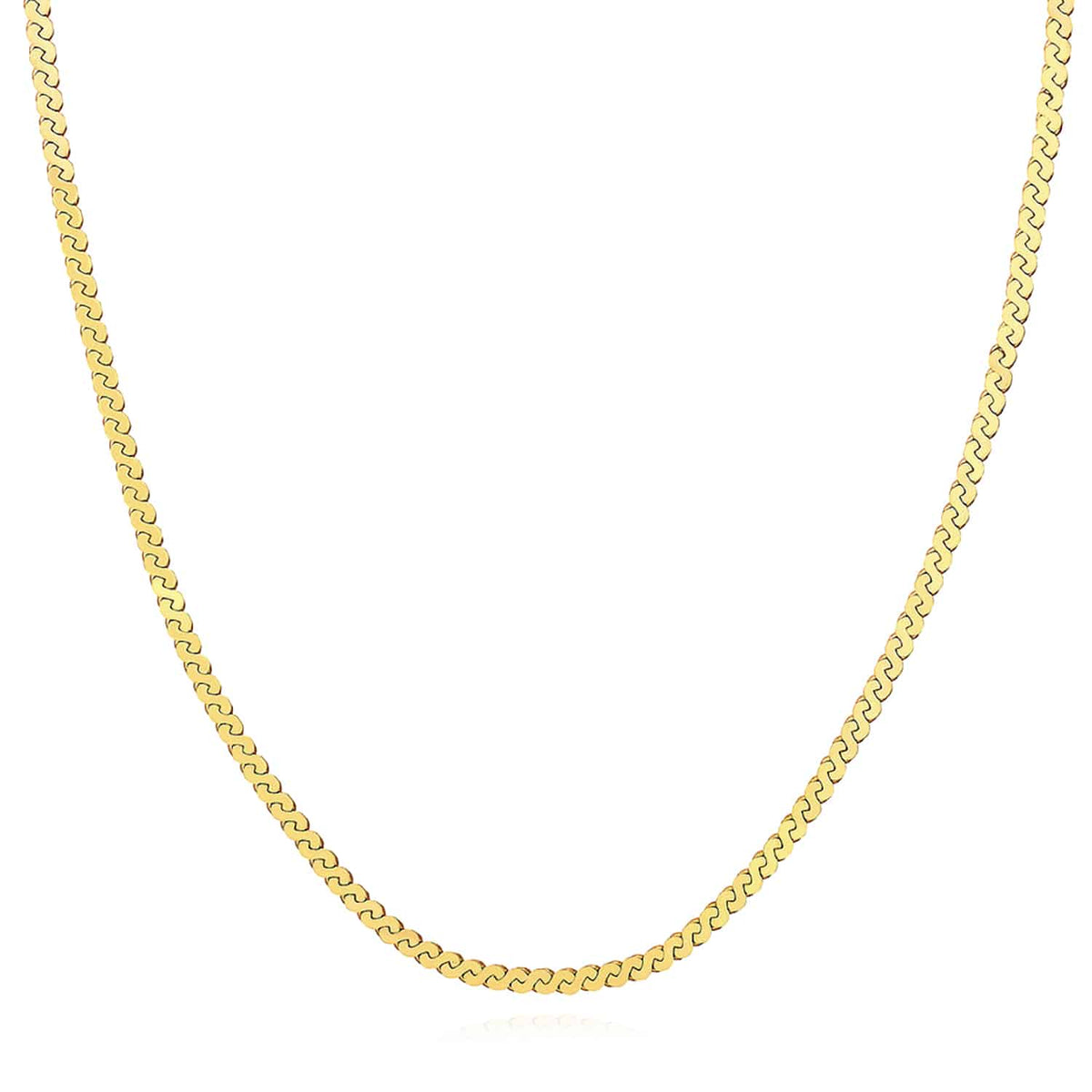 14K Yellow Gold 3mm Serpentine Chain (Solid Links) 18" - WJD Exclusives