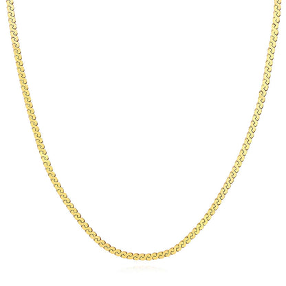 Solid 14K Real Gold 3mm Serpentine Chain Necklace 18"