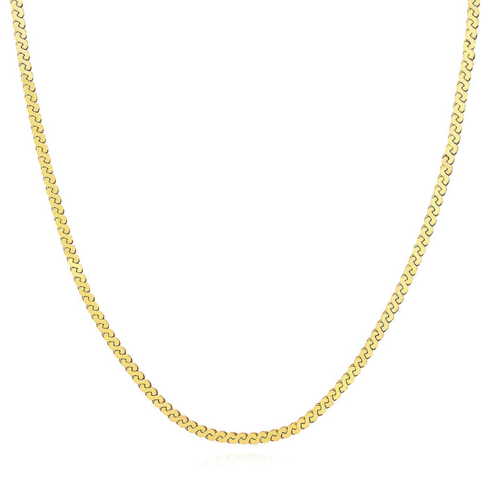 14K Yellow Gold 3mm Serpentine Chain (Solid Links) 18" - WJD Exclusives
