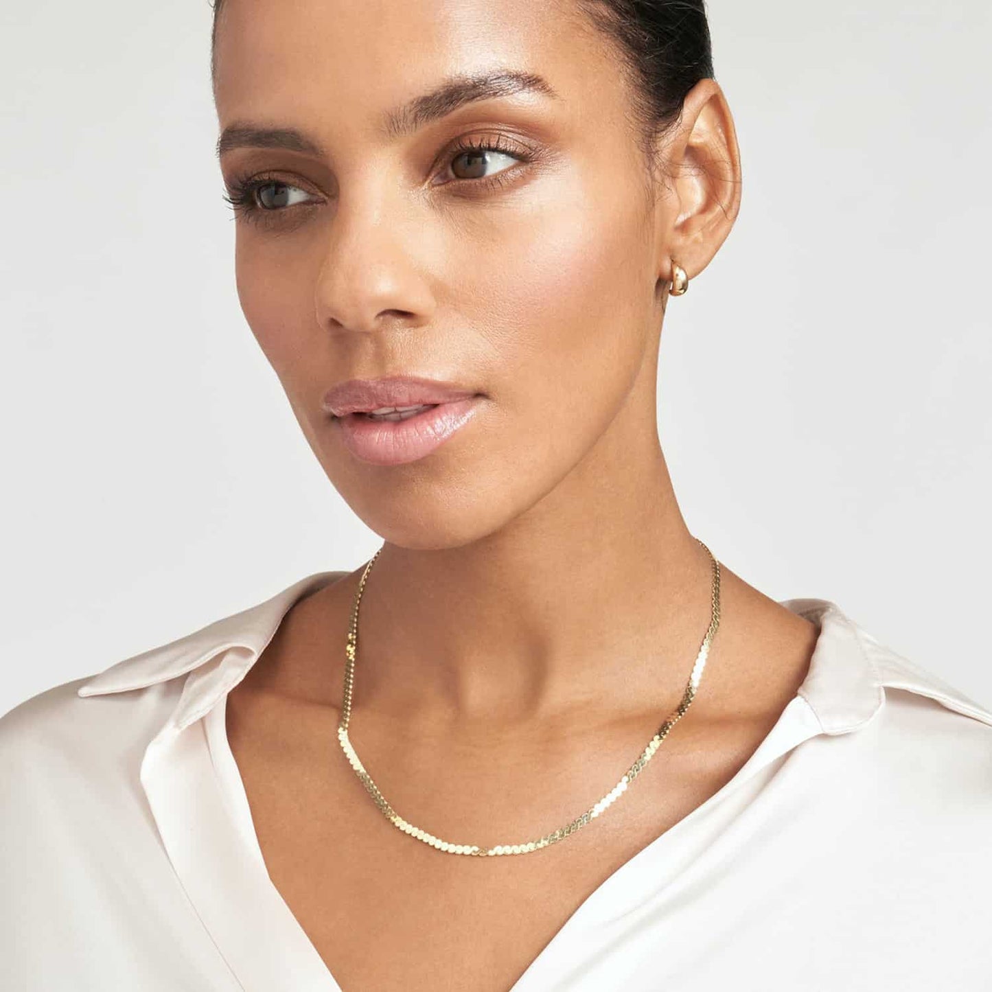 Solid 14K Real Gold 3mm Serpentine Chain Necklace 18"