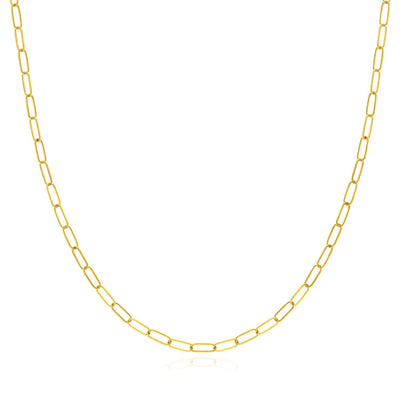 14K Yellow Gold 3mm Paperclip Chain (Hollow) 16" 18" 20" 24" - WJD Exclusives