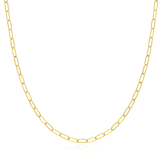 14K Real Gold 3mm Paperclip Chain Necklace 16" 18" 20" 24"