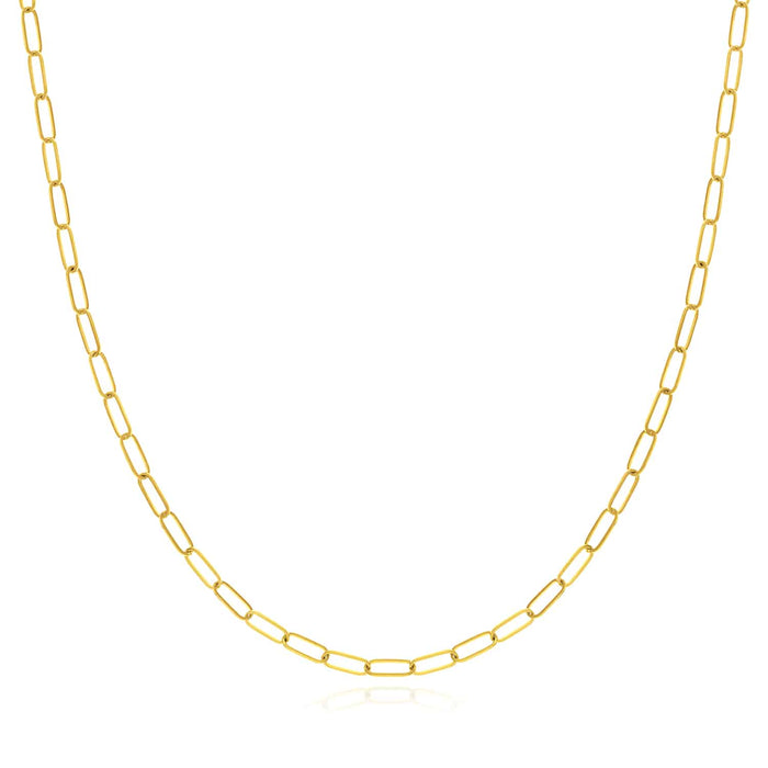 14K Yellow Gold 3mm Paperclip Chain (Hollow) 16" 18" 20" 24" - WJD Exclusives