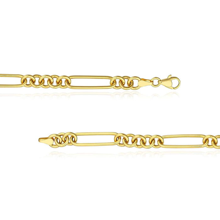 14K Yellow Gold 6mm Round Paperclip Bracelet (Hollow) 7.5" - WJD Exclusives