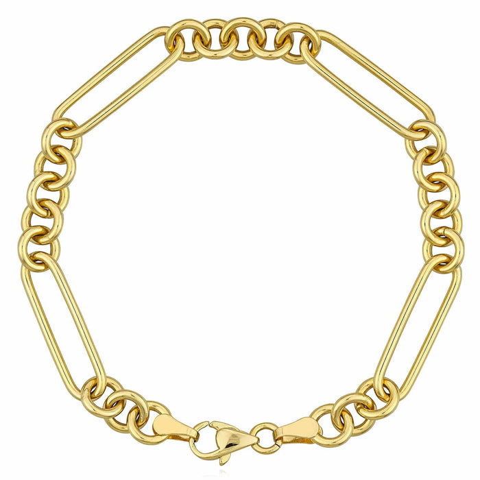 14K Yellow Gold 6mm Round Paperclip Bracelet (Hollow) 7.5" - WJD Exclusives
