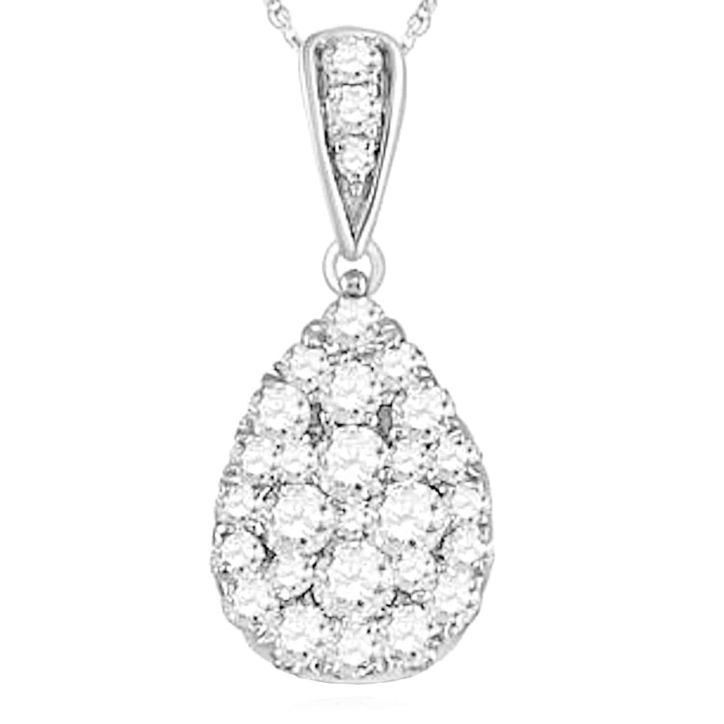 0.50CTW Real Diamond 14K Real Gold Yellow White Teardrop Pendant 0.7"