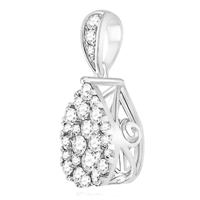 0.50CTW Natural Diamond 14K Yellow Gold White Teardrop Pendant 0.7" - WJD Exclusives