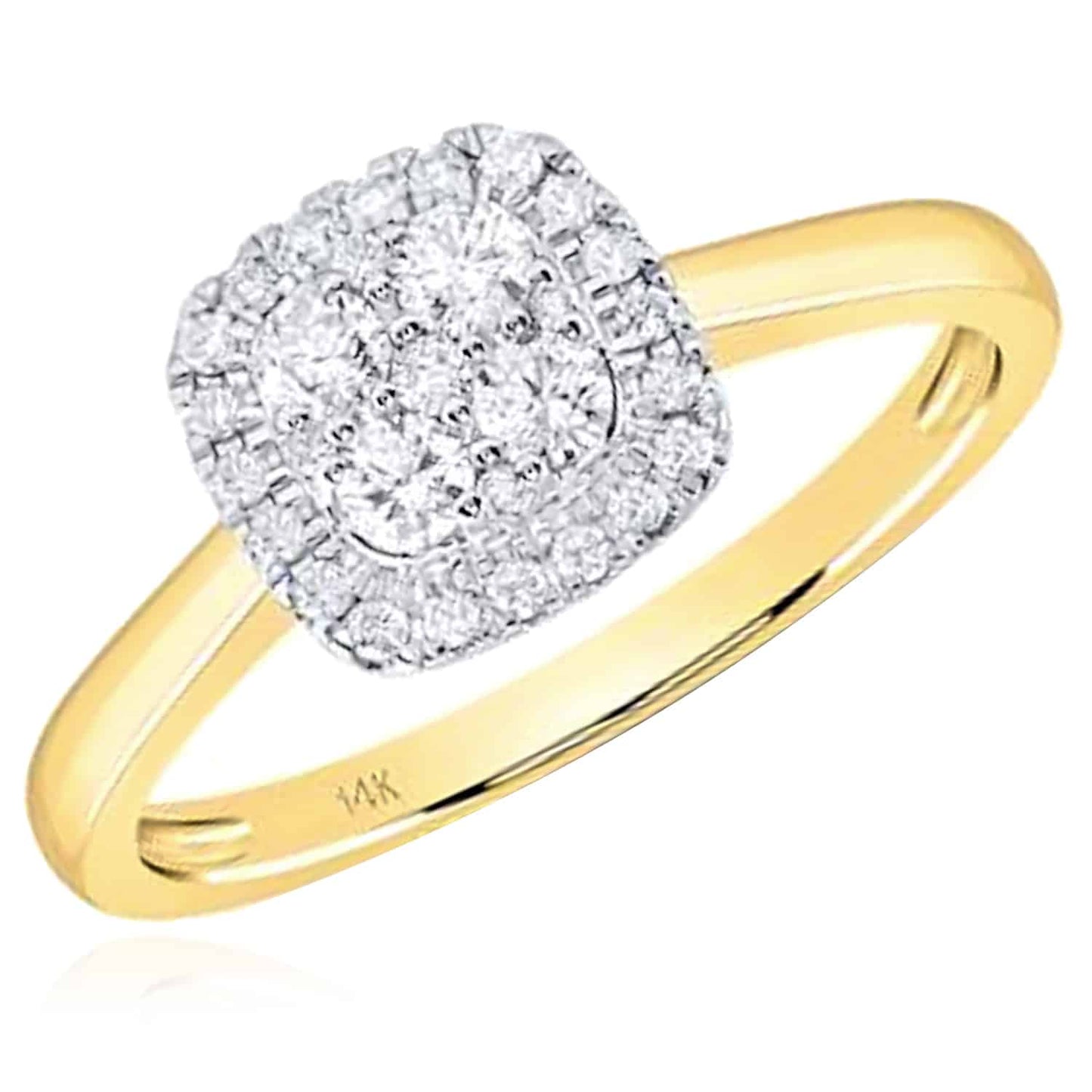 0.35CTW Real Diamond 14K Real Gold Yellow Engagement Ring