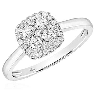 0.35CTW Natural Diamond 14K White Gold Engagement Ring - WJD Exclusives