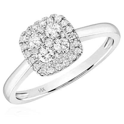 0.35CTW Real Diamond 14K Real Gold White Engagement Ring