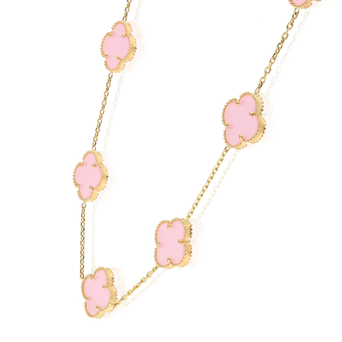 14K Yellow Gold Clover Gemstone Necklace 18" Bezel-Set Pendant