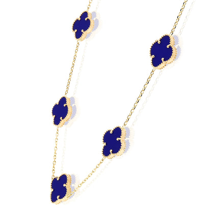 14K Yellow Gold Clover Gemstone Necklace 18" Bezel-Set Pendant