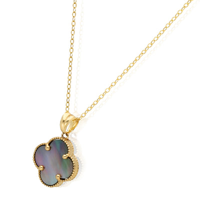 14K Yellow Gold Clover Gemstone Adjustable Necklace 16–18"
