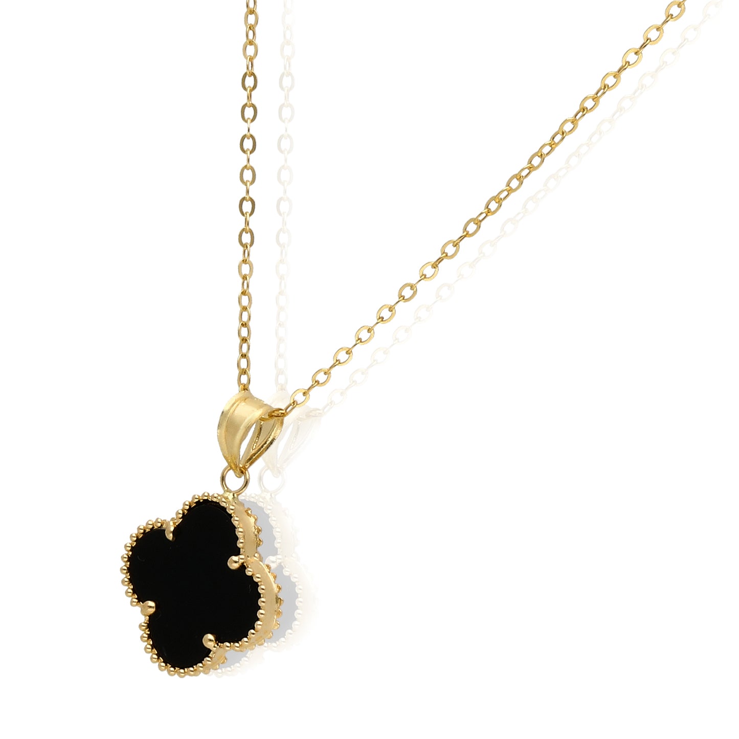 14K Yellow Gold Clover Gemstone Adjustable Necklace 16–18"