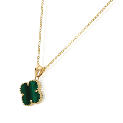 14K Yellow Gold Clover Gemstone Adjustable Necklace 16–18"