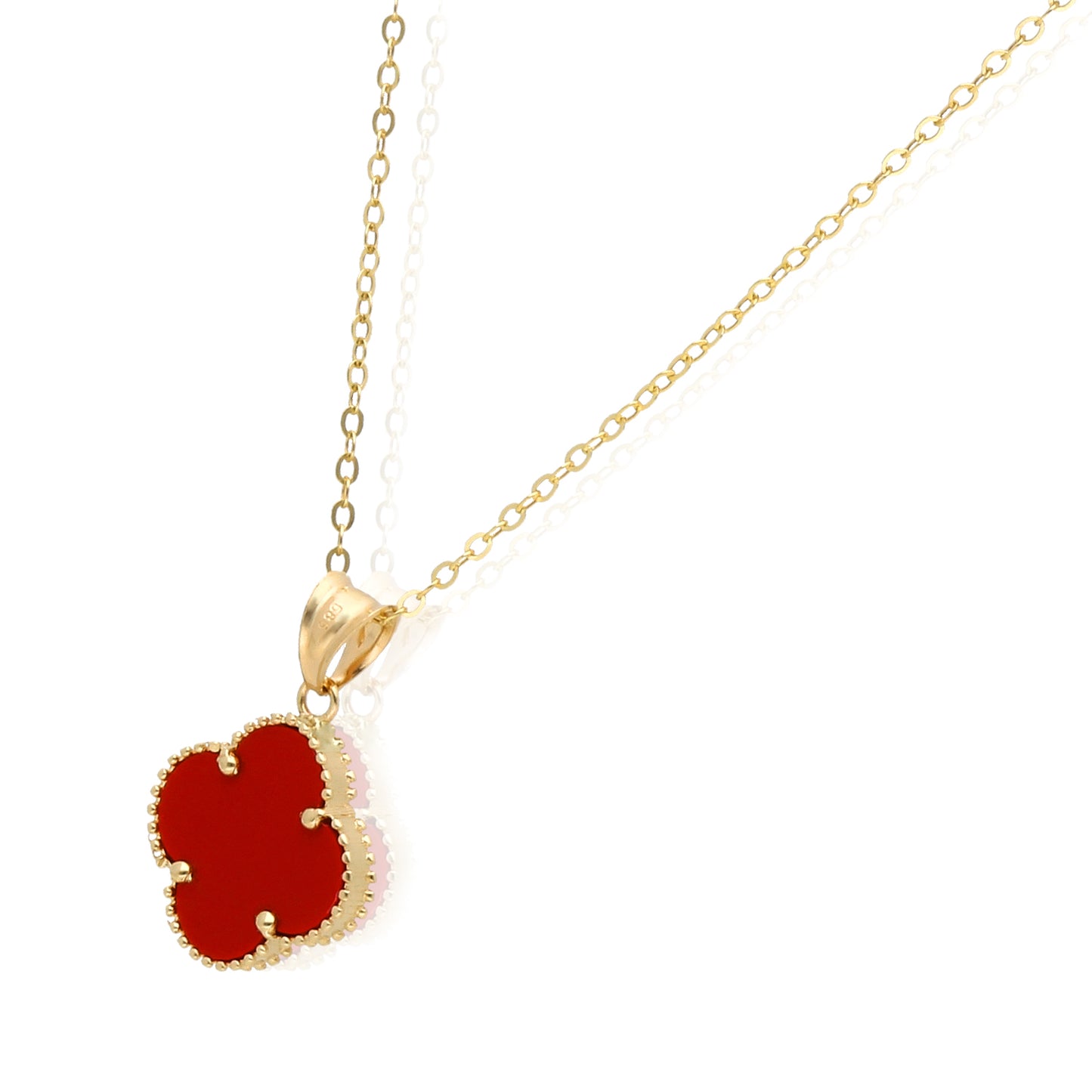 14K Yellow Gold Clover Gemstone Adjustable Necklace 16–18"