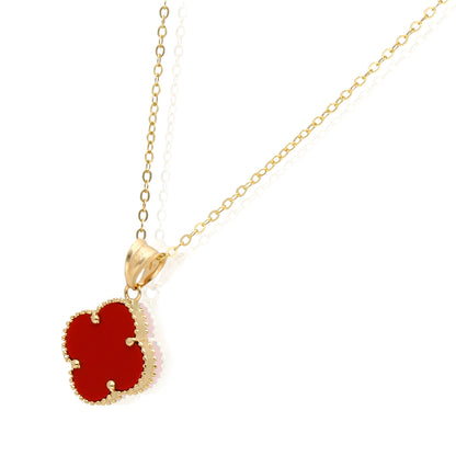14K Yellow Gold Clover Gemstone Adjustable Necklace 16–18"