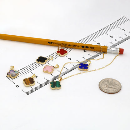 14K Yellow Gold Clover Gemstone Adjustable Necklace 16–18"