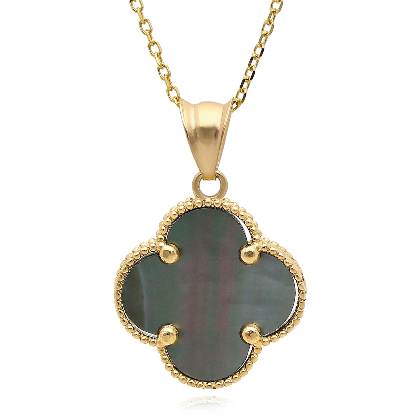 14K Yellow Gold Clover Gemstone Adjustable Necklace 16–18"