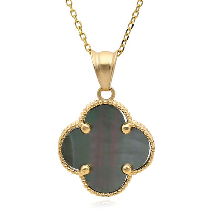 14K Yellow Gold Clover Gemstone Adjustable Necklace 16–18"