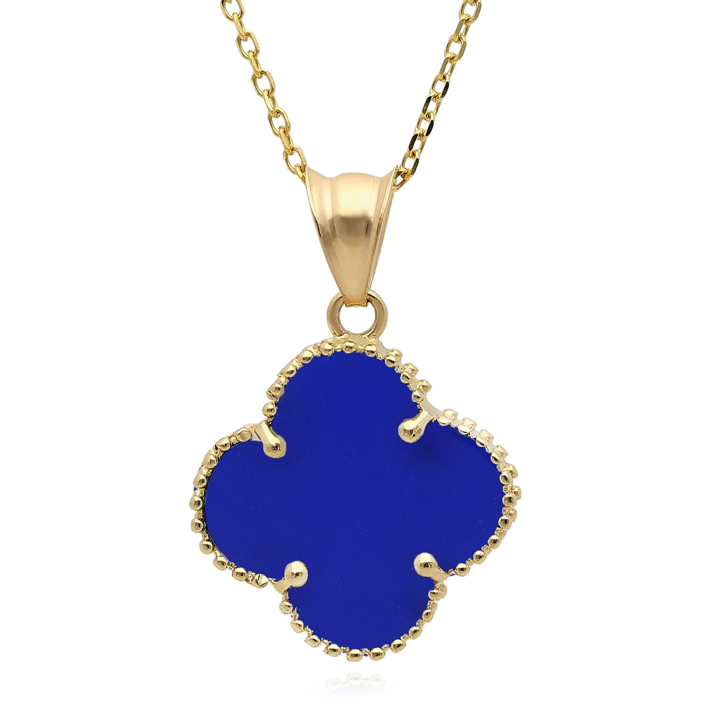 14K Yellow Gold Clover Gemstone Adjustable Necklace 16–18"
