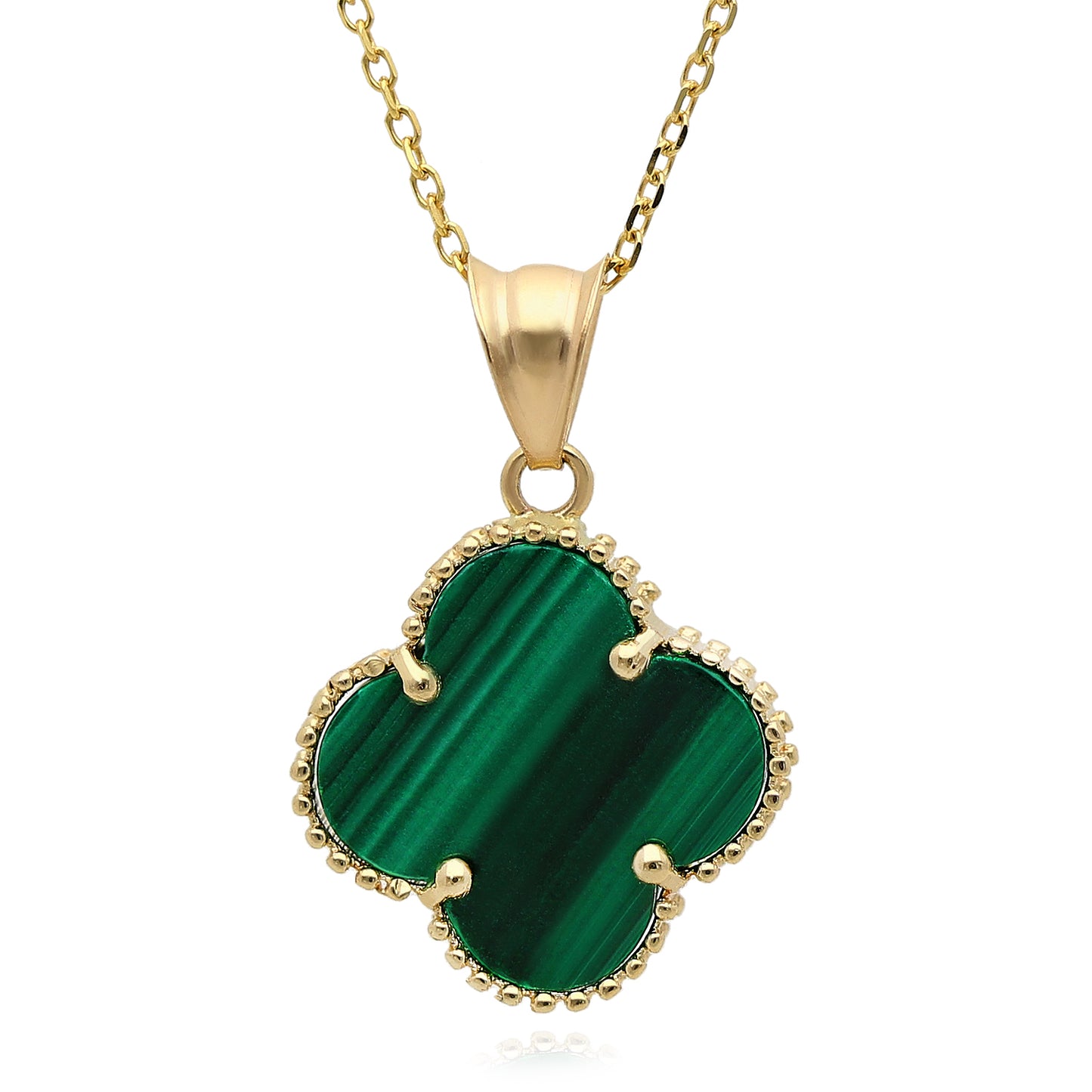 14K Yellow Gold Clover Gemstone Adjustable Necklace 16–18"