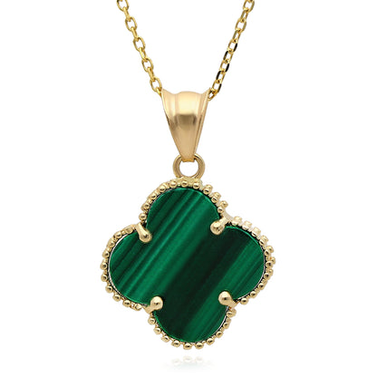 14K Yellow Gold Clover Gemstone Adjustable Necklace 16–18"