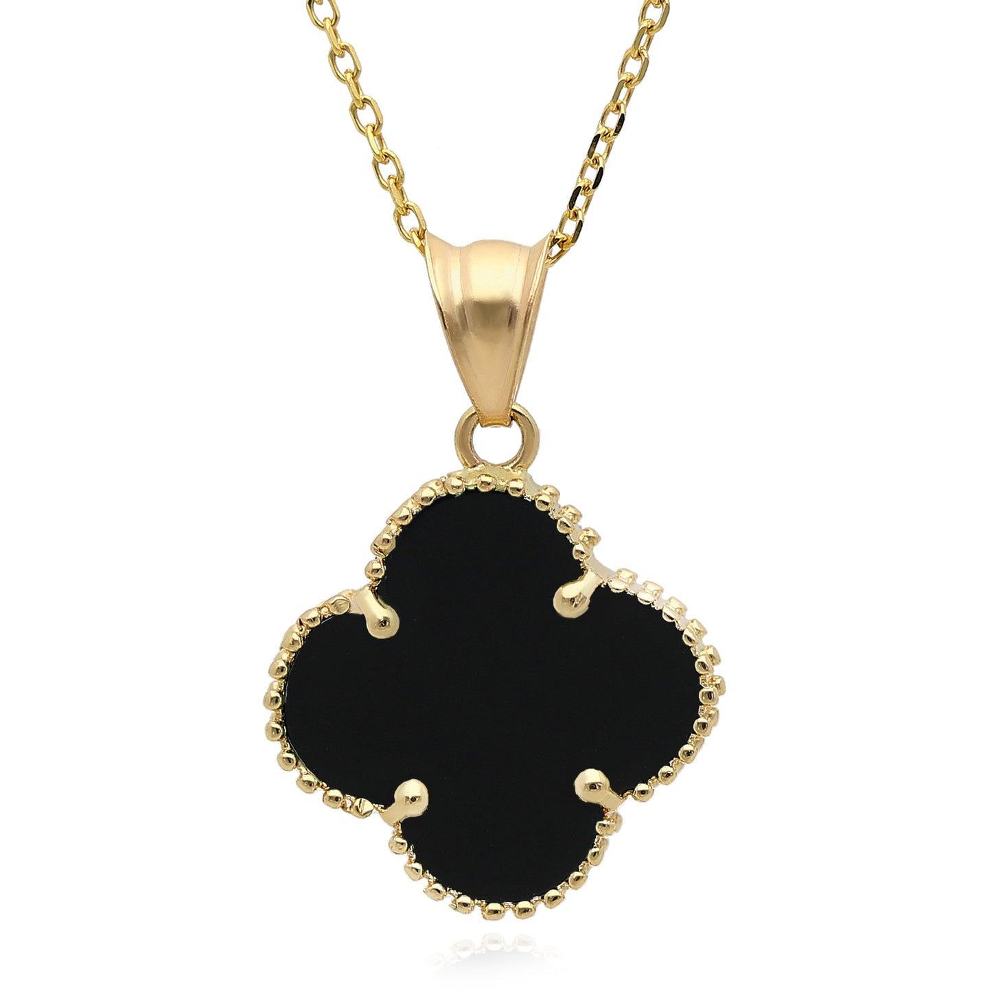 14K Yellow Gold Clover Gemstone Adjustable Necklace 16–18"