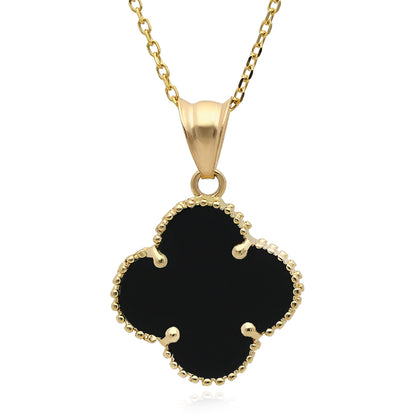 14K Yellow Gold Clover Gemstone Adjustable Necklace 16–18"
