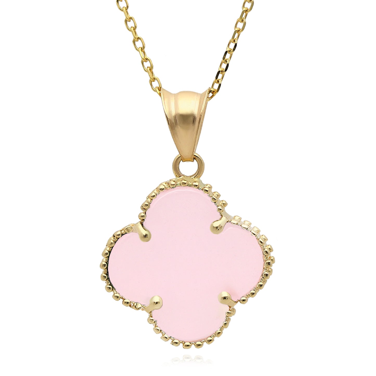14K Yellow Gold Clover Gemstone Adjustable Necklace 16–18"
