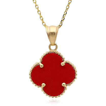 14K Yellow Gold Clover Gemstone Adjustable Necklace 16–18"