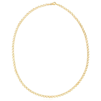 14K Yellow Gold 3.2mm Hearts Charm Link Necklace (Hollow) 17" - WJD Exclusives