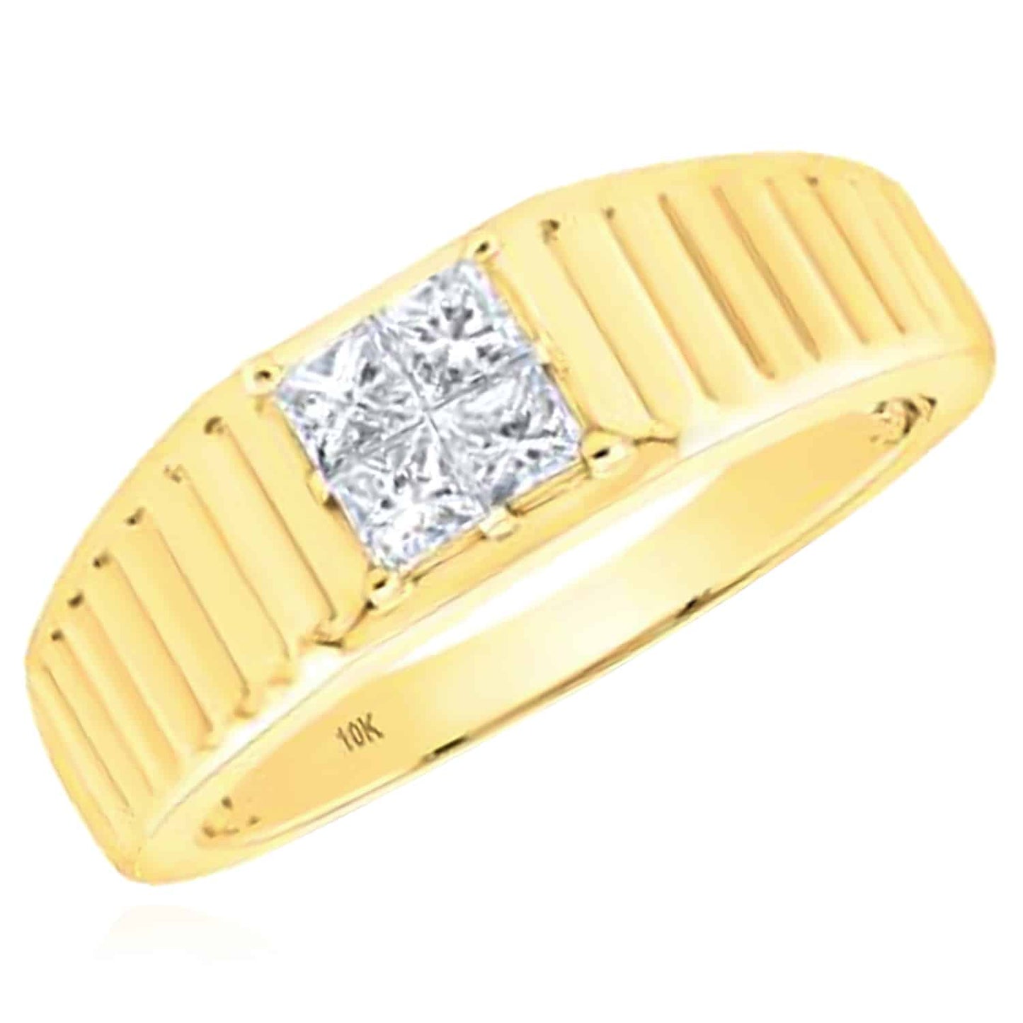0.50CTW Real Diamond 10K Yellow Gold Princess-Cut Jubilee Band Ring