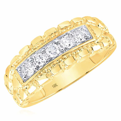 0.50CTW Real Diamond 10K Real Gold Nugget Band Ring