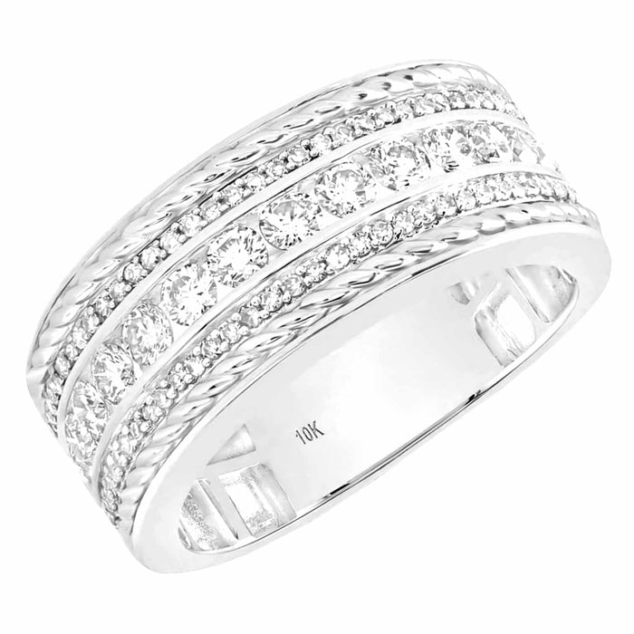 1.20CTW Natural Diamond 10K Gold Yellow White Band Ring - WJD Exclusives