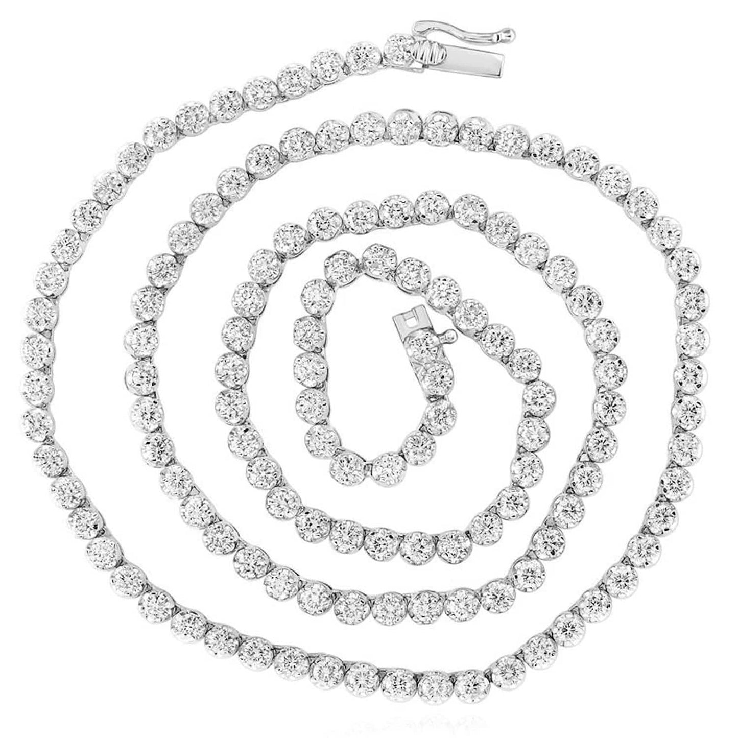 11CTW Real Diamond 3.3mm 14K Real Gold Yellow White Tennis Chain Necklace 24"